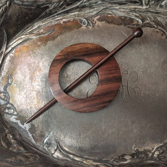 Classic Off Center Rosewood Shawl Pin